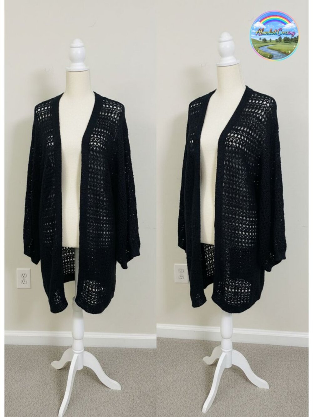 SHENHE Crochet Knit Oversized Dolman Sleeve Loose Long Cardigan